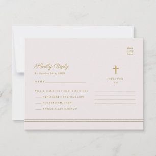 Elegante goldene religiöse Taufe RSVP Einladung