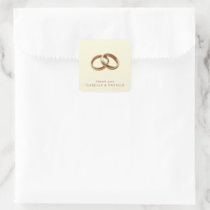 Elegante Goldene Ringe Danke Quadratischer Aufkleber
