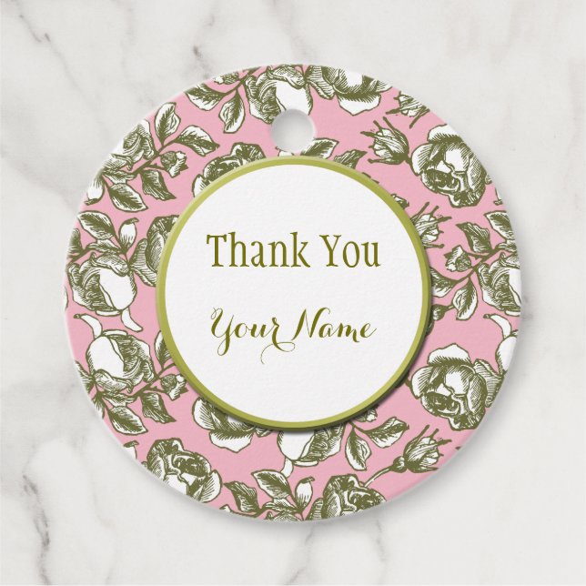 Elegante goldene Rose auf rosa Custom Vielen Dank  Geschenkanhänger (Vorderseite)