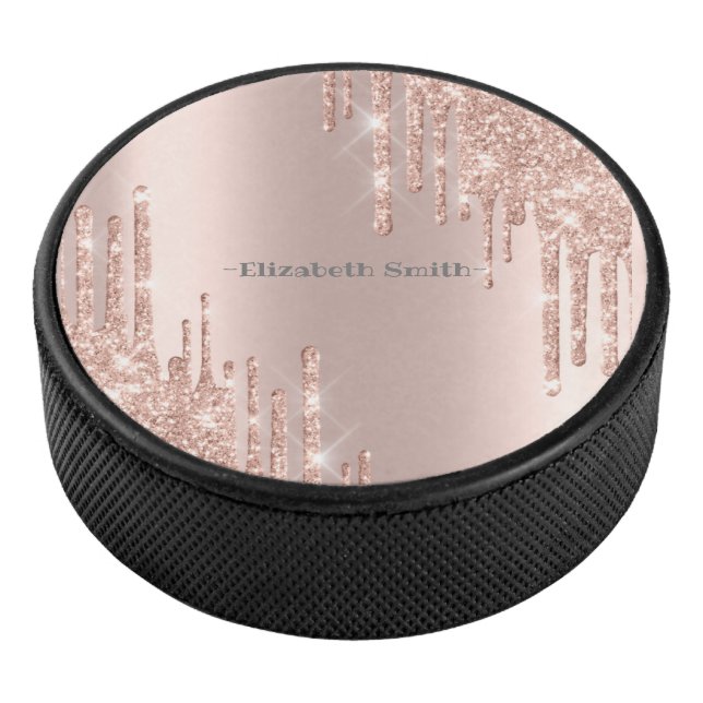 Elegante goldene Rose Eishockey Puck (3/4)