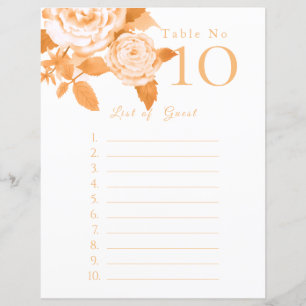 Elegante Goldene Rose Gäste Liste Sitzordnung