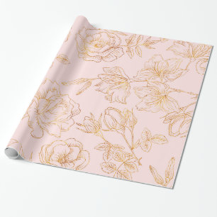 Elegante Goldene Rose Geschenkpapier