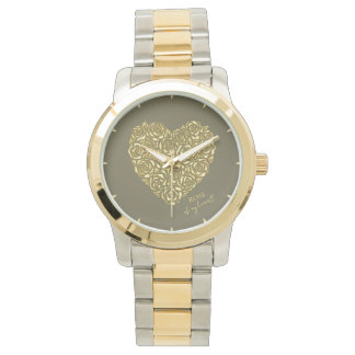 Elegante Goldene Rose Meines Herzens Armbanduhr