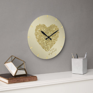 Elegante Goldene Rose Meines Herzens Große Wanduhr