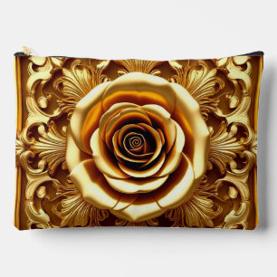 Elegante Goldene Rose mit Verziertem Dekorationsra Zubehörtasche