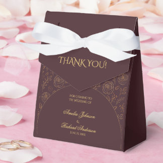 Elegante goldene Rosen Schokoladenbraune Hochzeit Geschenkschachtel