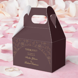 Elegante goldene Rosen, schokoladenbraune Hochzeit Geschenkschachtel