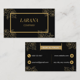Elegante Goldene Rosen Schwarze Luxus-Professionel Visitenkarte