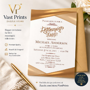 Elegante goldene Ruhestandsfeier Einladung