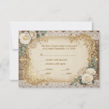 Elegante Goldene Rustikale Spitze Elfenbein-Rose P