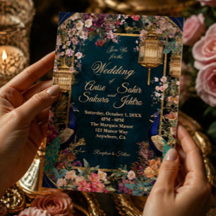 Elegante goldene Sakura-Blumen-Hochzeitseinladung Folieneinladung