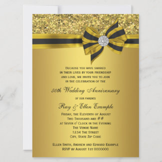 Elegante Goldene Schleife 50. Jubiläumsfeier Einladung