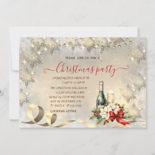 Elegante goldene Schneeflocken, Firmen-Weihnachtsf Einladung