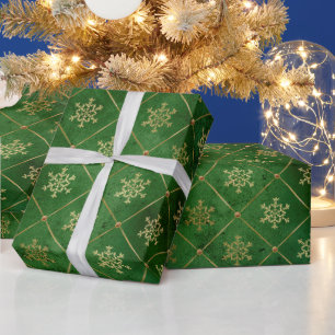Elegante goldene Schneeflocken, vintage rautenförm Geschenkpapier