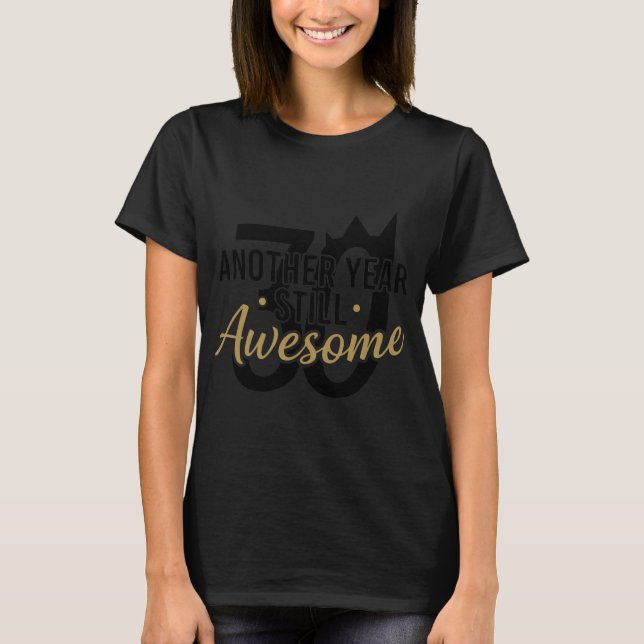 Elegante Goldene Schrift "Awesome" Typografie Schw T-Shirt (Vorderseite)