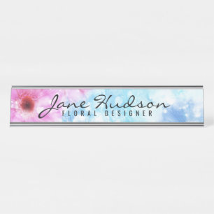 Elegante goldene Schrift Blumen moderne Schreibtis Schreibtischnamensplakette