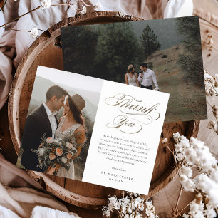 Elegante goldene Schrift Hochzeit Danksagungskarte