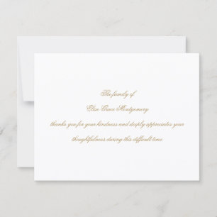 Elegante goldene Schrift Trauerfallbestätigung Dankeskarte