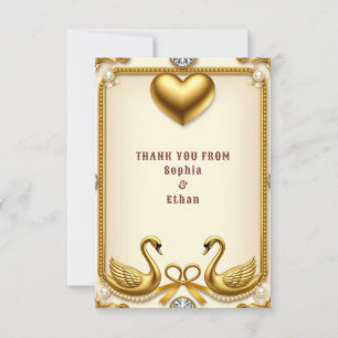 💍 Elegante goldene Schwan-Hochzeit-Dankesnachrich Dankeskarte