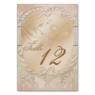 Elegante goldene Schwäne formelle Tischnummer