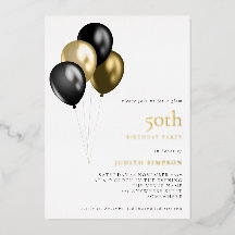 Elegante goldene schwarze Ballons 50. Geburtstag E