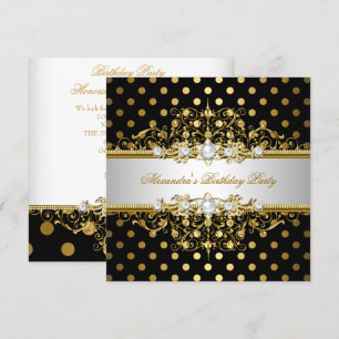 Elegante Goldene Schwarze Punkte Geburtstagsfeier Einladung