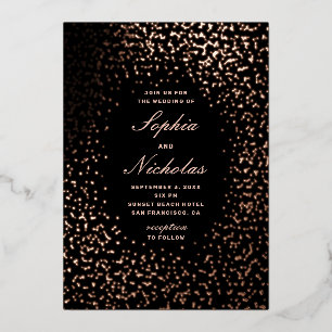 Elegante goldene schwarze Punkte moderne Hochzeit Folieneinladung