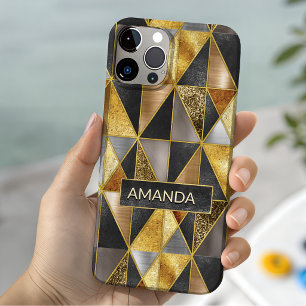 Elegante goldene schwarze silberne geometrische Dr Case-Mate iPhone Hülle