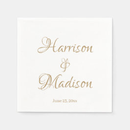 Elegante goldene Script-Individuelle Name Date chi Serviette