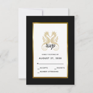 Elegante Goldene Seepferdchen Moderne Tropische Ho RSVP Karte