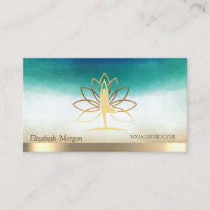 Elegante Goldene Silhouette Frauen Lotus Visitenkarte
