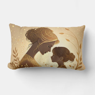 Elegante goldene Silhouette Mutter & Tochter – Lendenkissen