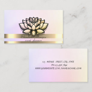 Elegante goldene Streifen Holografischer Chic Lotu Visitenkarte