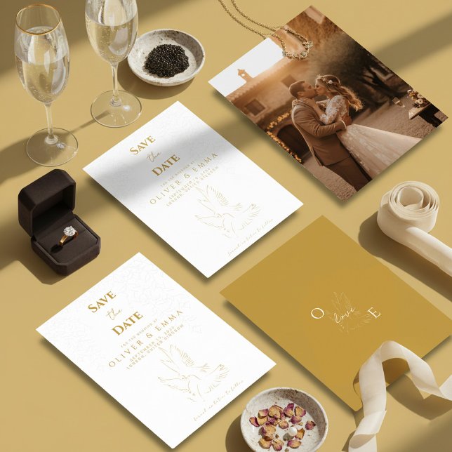 Elegante Goldene-Taube Save-The-Date-Karte Save The Date (Von Creator hochgeladen)