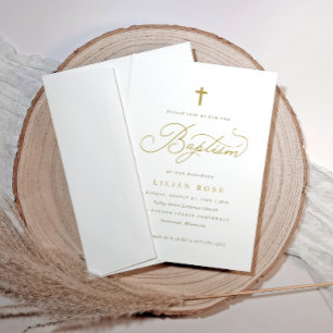Elegante Goldene Taufe Einladung