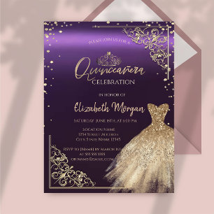 Elegante goldene Tiara für Quinceañera mit Diamant Einladung