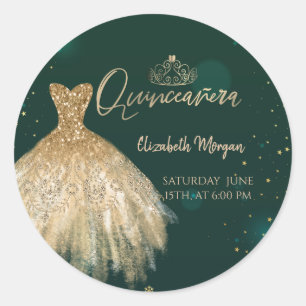 Elegante goldene Tiara für Quinceañera mit Diamant Runder Aufkleber