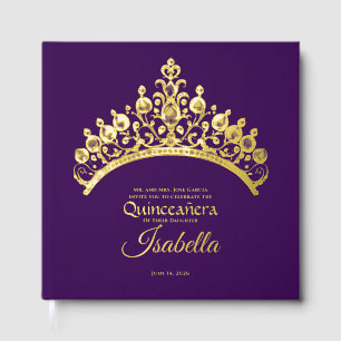 Elegante goldene Tiara-Krone Quinceañera Geburtsta Gästebuch
