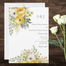 Elegante goldene und beige florale Hochzeits-Einla