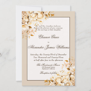 Elegante goldene und elfenbeinfarbene formelle Hoc Einladung