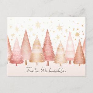 Elegante goldene und grüne Weihnachtsbäume Postkarte