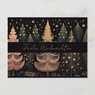 Elegante goldene und grüne Weihnachtsbäume Postkarte