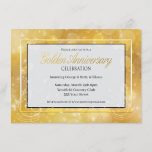Elegante goldene und schwarze goldene Hochzeitsjub Einladung