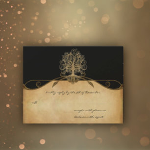 Elegante goldene und schwarze Hochzeits-RSVP RSVP Karte