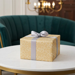 Elegante goldene und weiße dekorative Herz-Anhänge Geschenkpapier Set