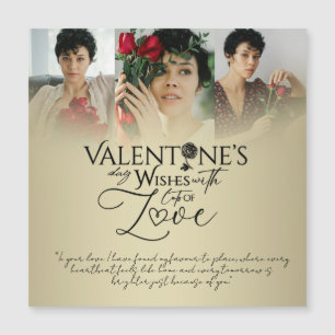 Elegante Goldene Valentinstag-Fotocollage Magnetkarte