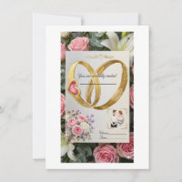 Elegante Goldene Verflochtene Ringe Florale Hochze