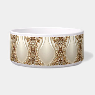 Elegante goldene verzierte Blumen Haustier Schüsse Napf