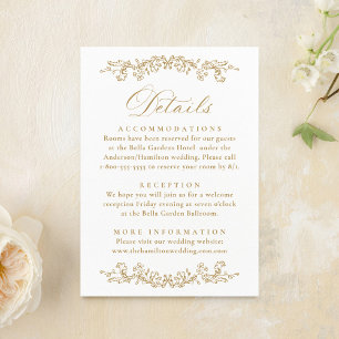 Elegante goldene viktorianische florale Hochzeitsd Begleitkarte