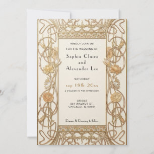 Elegante Goldene Vintage-Daisy-Hochzeit im Jugends Einladung